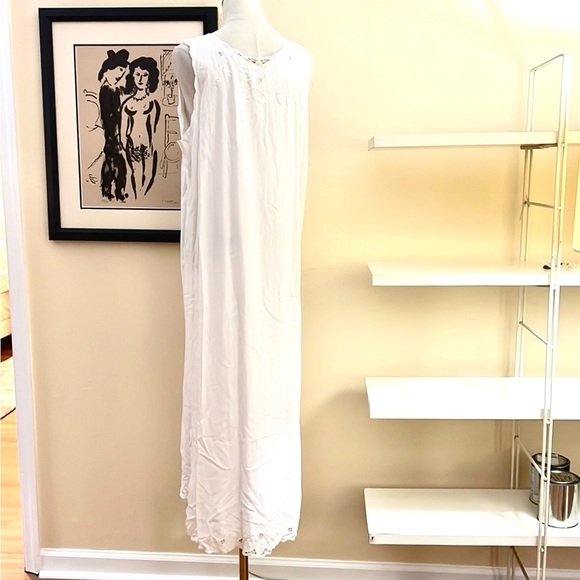 Vintage HiBis,Lace Works, Antique White Embroidered Rayon Dress,EUC, Size XL - Picture 10 of 12